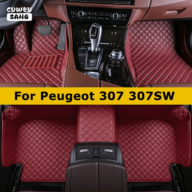 Cuweusang vlastné podlahové rohože pre automobilové podlahy pre Peugeot 307 307SW Automatické koberce nohy Coche Accessorie