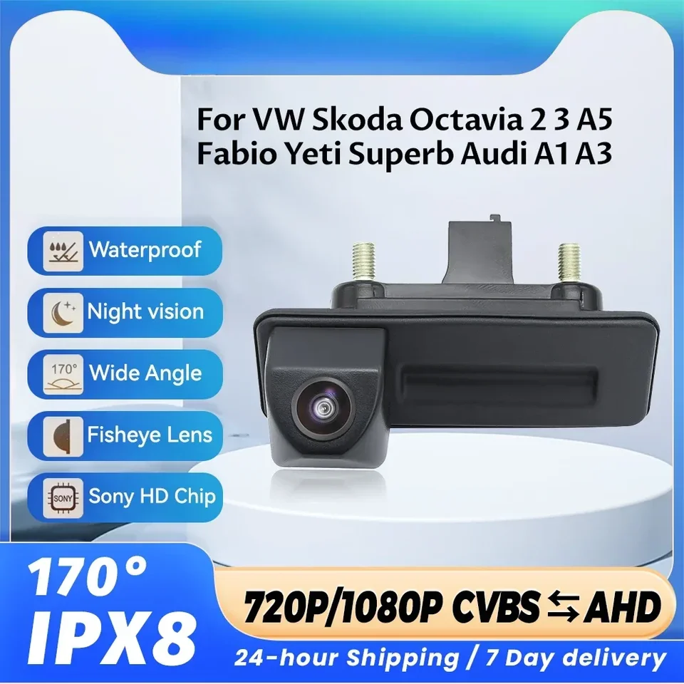 CVBS AHD 1080p Vozidlo Kuverové rukoväte automobilu Car Redical záložný fotoaparát pre VW Skoda Octavia 2 3 A5 Fabio Yeti Superb Audi A1 A3