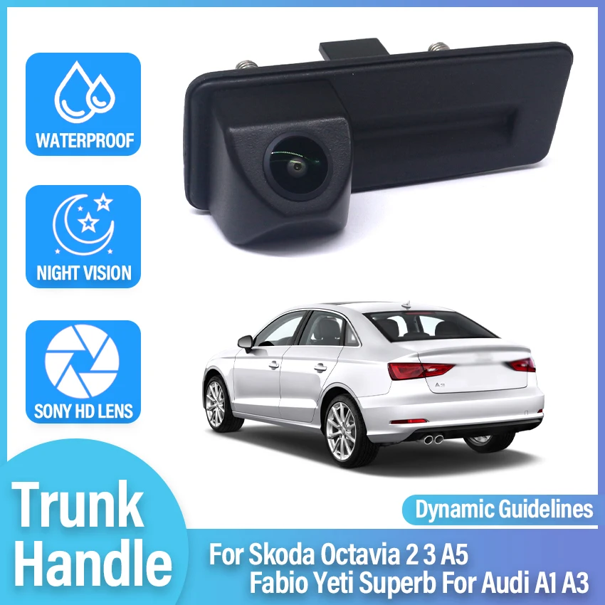 CVBS HD CCD 1080P Vozidlo Trunk Ruck Rucker Car Auto Revers Fotoaparát pre skod Octavia 2 3 A5 Fabio Yeti Superb pre Audi A1 A3