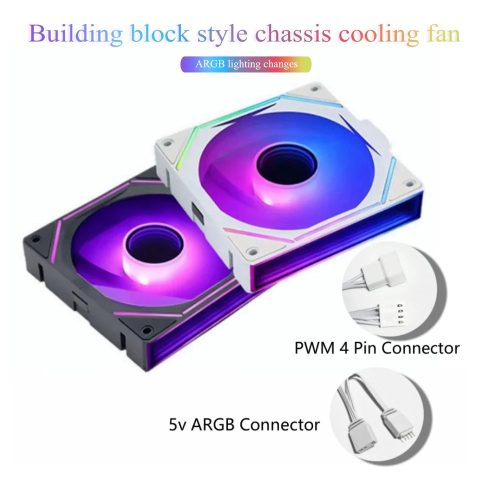 CX Futrue bezdrôtový zostrihový chladiaci ventilátor. 5v3 PIN ARGB+12V4 PIN PWM rozhranie. Viaceré ventilátory môže byť bezdrôtovo zostrihané.