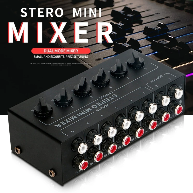 CX600 Mini stereofónny 6-kanálový pasívny mixér Multikanálový mixér Stereofónny mixér