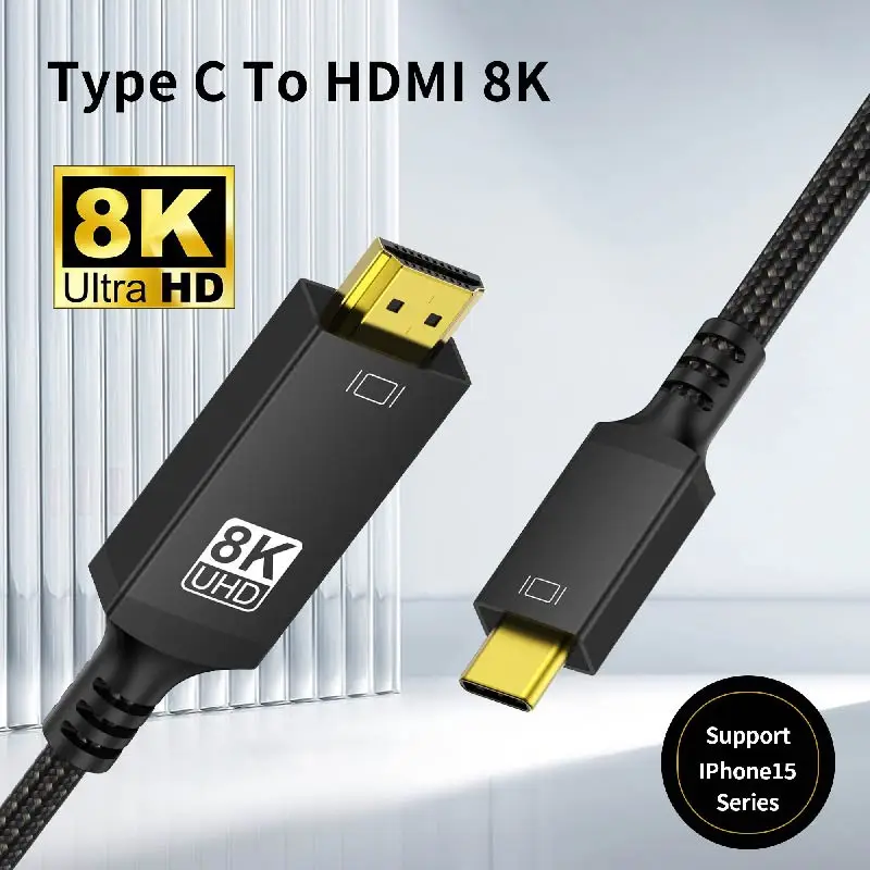 Cyanmi USB C až 4K 8K HDMI kompatibilný kábel 8K/60Hz 4K/120 Hz pre MacBook Pro IMAC iPad Pro pre Samsung Galaxy USB C až HDMI 2.1