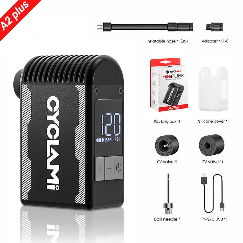 Cyclami Mini Prenosné bicykle Čerpadlo nabíjateľného vzduchového inflátora 120psi MTB Road Bike Accessories for Bike Schrader Presta pneumatiky A2S