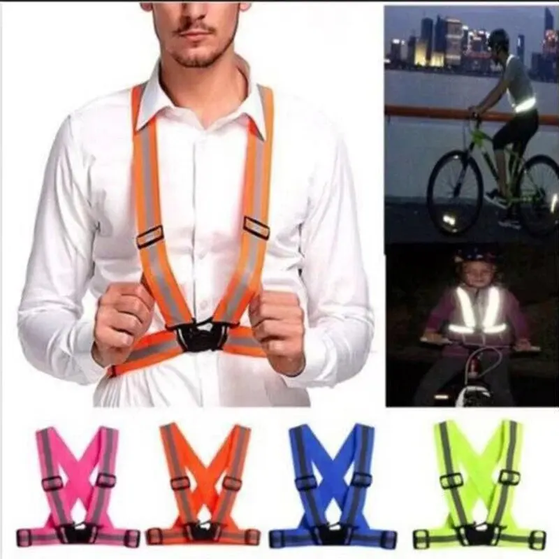 Cyklistická reflexná vesta Viditeľná bezpečnostná vesta pre vysokú viditeľnosť pre nočné jazda na konaní bicykel Motocykel Outdoor Sports vesta Elastická skupina