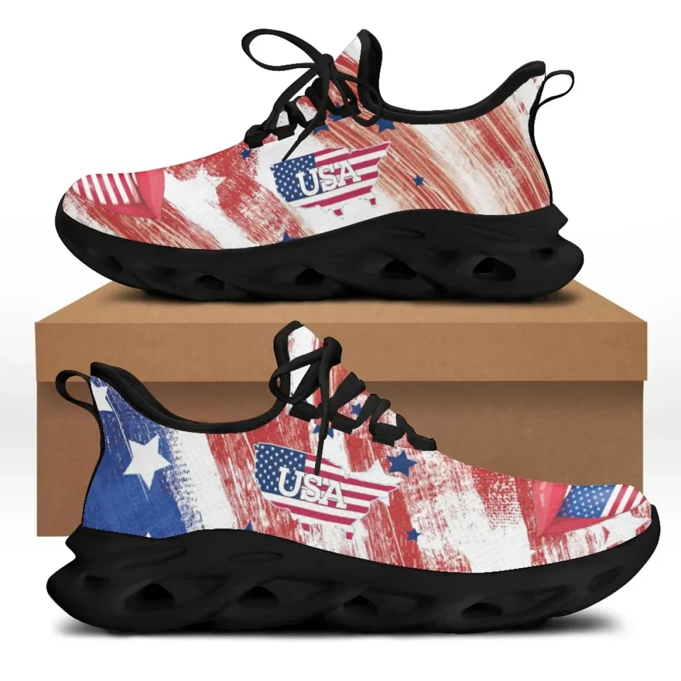 Cywgift USA Flag Flach Shoe Shoe American Flag Custom Print Chunky Shoes Soft Sneakers Národný dizajn Zapatillas bežecká hombre