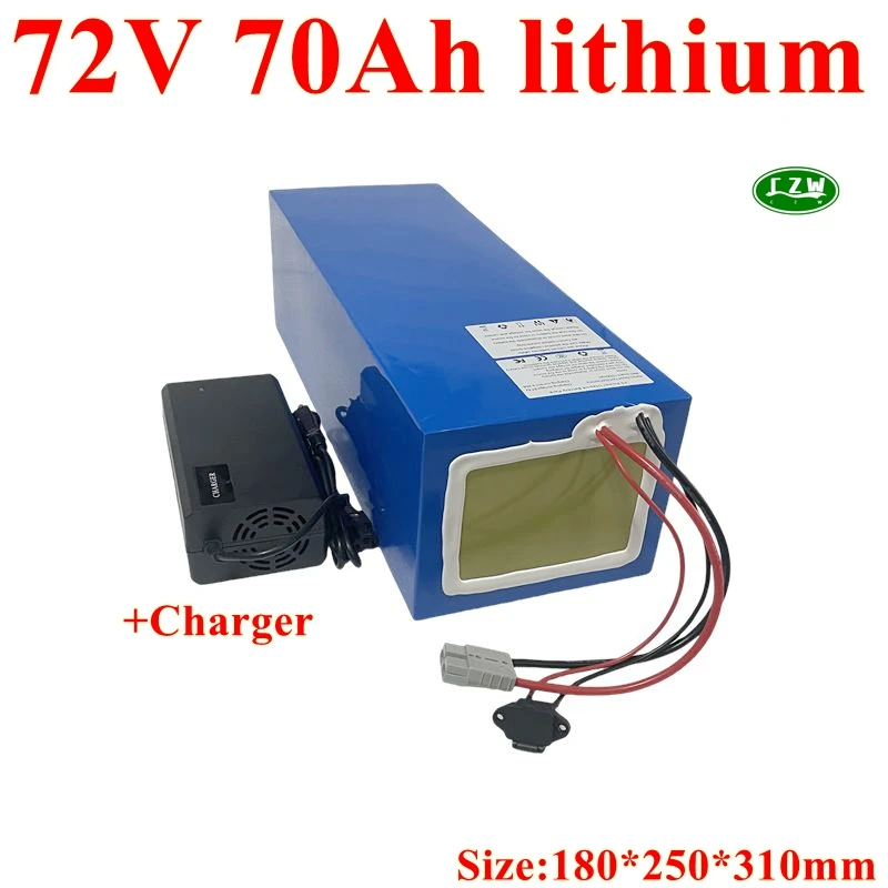 CZW 72V 70AH lítium-iónovej batérie Li-Ion so 100A BMS pre 6000 W na bicykli na bicykli Tricycle Vorzerl +10A Charger