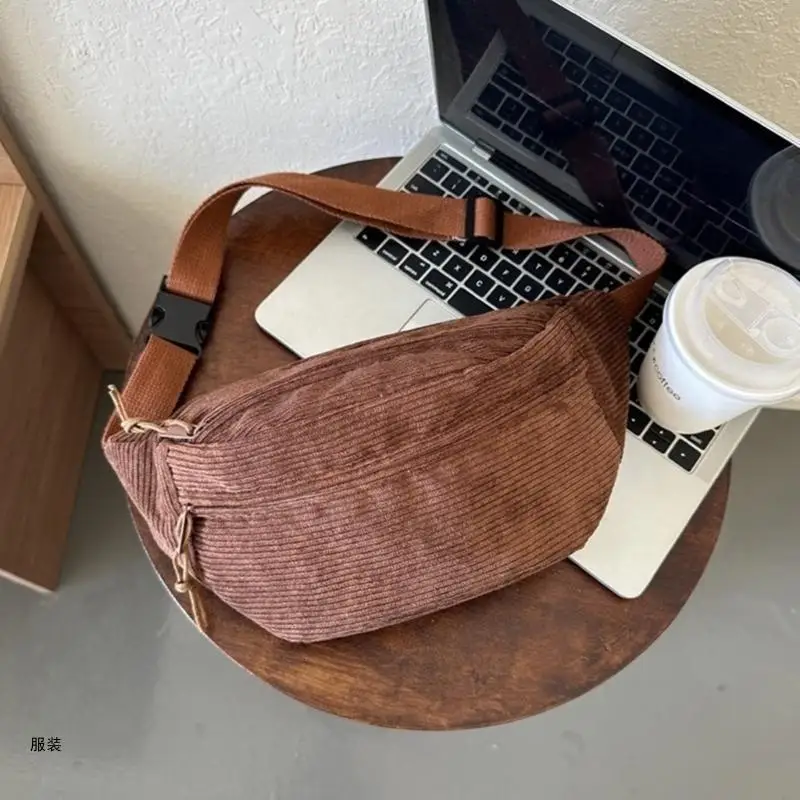 D0UD Crossbody Waist Pack Bath Taška pre dospievajúcich dospelých Corduroy Fanny balenie veľká kapacita