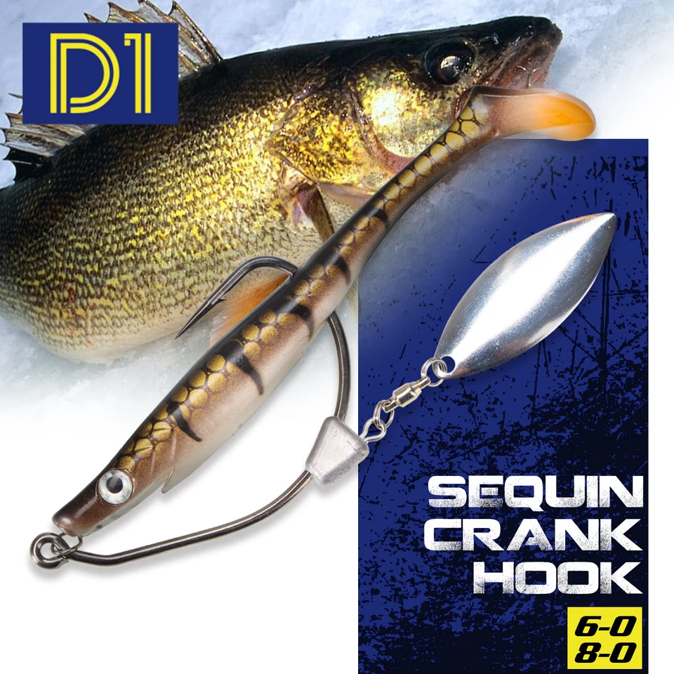 D1 Fliter Crank Hook s kovovou lyžičkou 6/0 8/0 Single Hook Pridajte váhy s hmotnosťou s zámkom zámku Barbed Hook Offset Hooks 8g 10,5 g