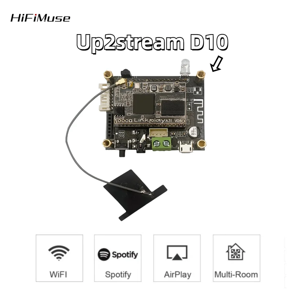 D10 UP2Stream Mini Bluetooth Audio prijímač doska Bluetooth 5.0 Wireless Stereo Music Modul Multiroom DIY WiFi Audio