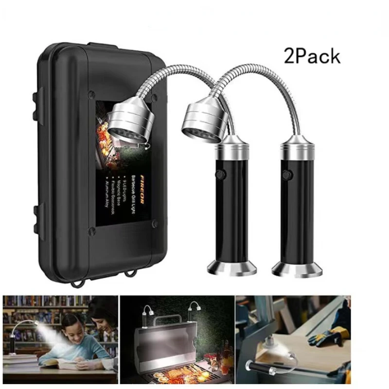 D2 2ks prenosné 360 stupňov Magnetické LED Grill Light Light Nastaviteľné grilovanie BBQ Grilling Lights Outdoor Grill Lighting Tools
