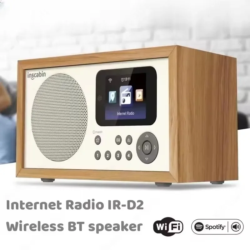 D2 WiFi Internet Digital Radio Bluetooth5.0 Reproduktor s LED farebnou obrazovkou Alarm Glock Home Dab Rádiá Podpora U disk mp3 prehrávač