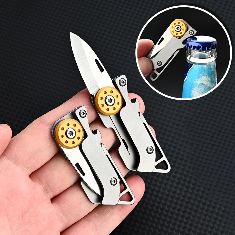 D2 z nehrdzavejúcej ocele Skladací nôž Multifunkčný originalita otvárača fľaše Originality Knife Outdoor Survival Camping Prenosný nástroj EDC
