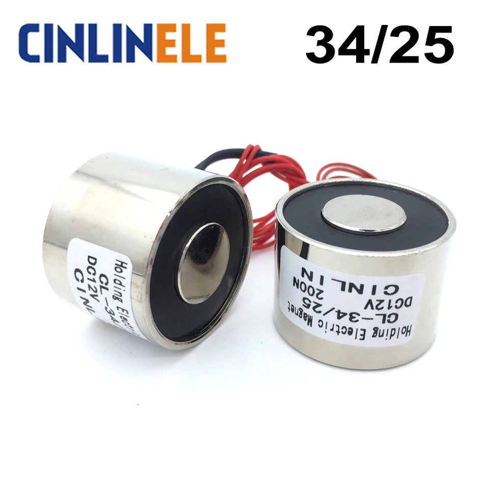 D34MM*H25MM držanie elektrického magnetu Zdvíhanie 20 kg/44 libier/200n solenoid Sucker Electromagnet DC 6V 12V 24V Non-Standard Custom