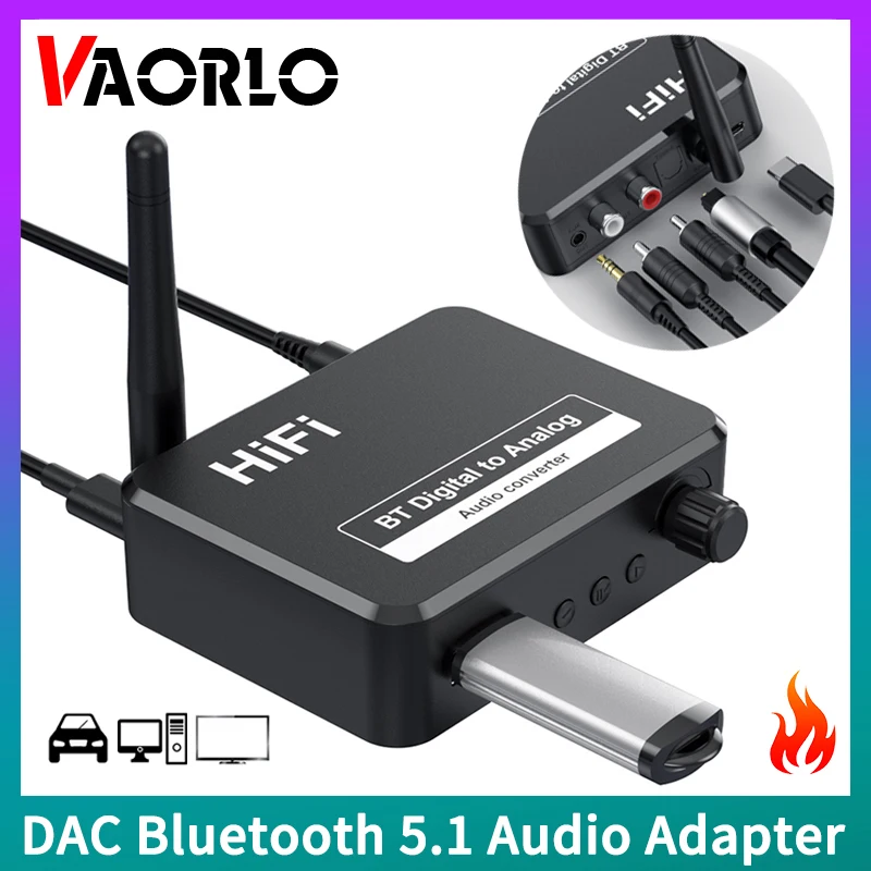 DAC Bluetooth 5.1 Audio prijímač digitálny k analógovému prevodníkovi 3,5 mm AUX RCA L/R U-DISK OPTICKÝ STEREO HIFI 2 IN1
