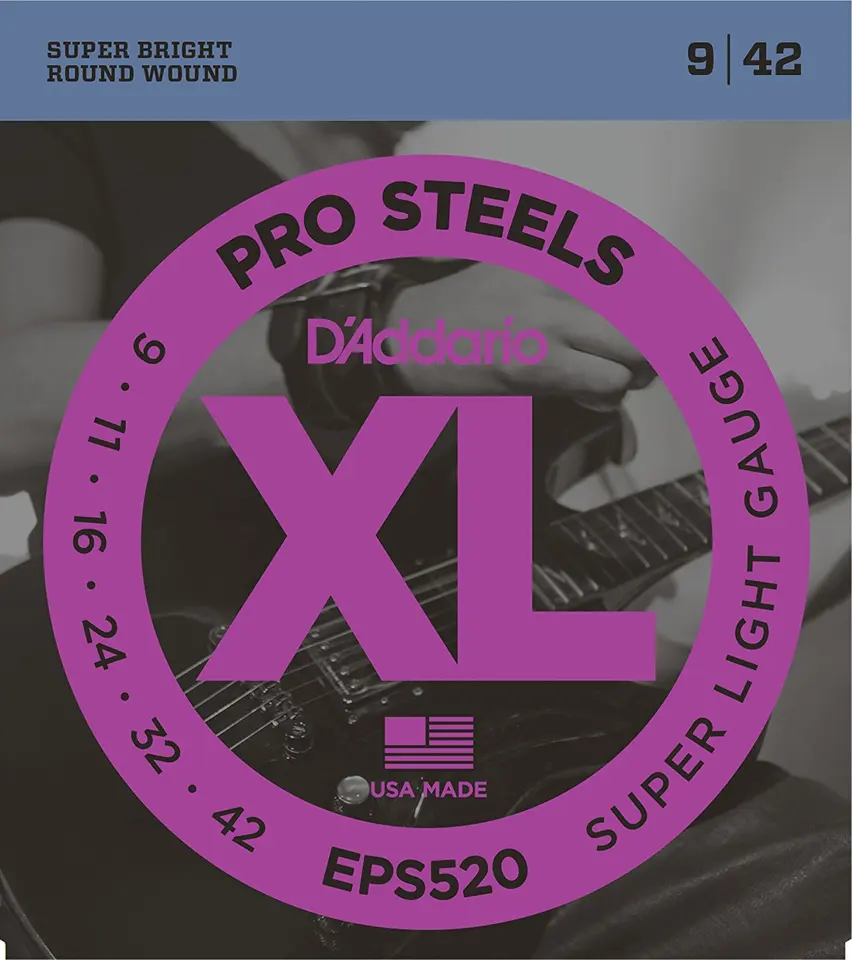 D'Addario EPS520 PROSTEELS ELEKTRICKÉ GUITÁLNE Stringy, Super Light, 9-42
