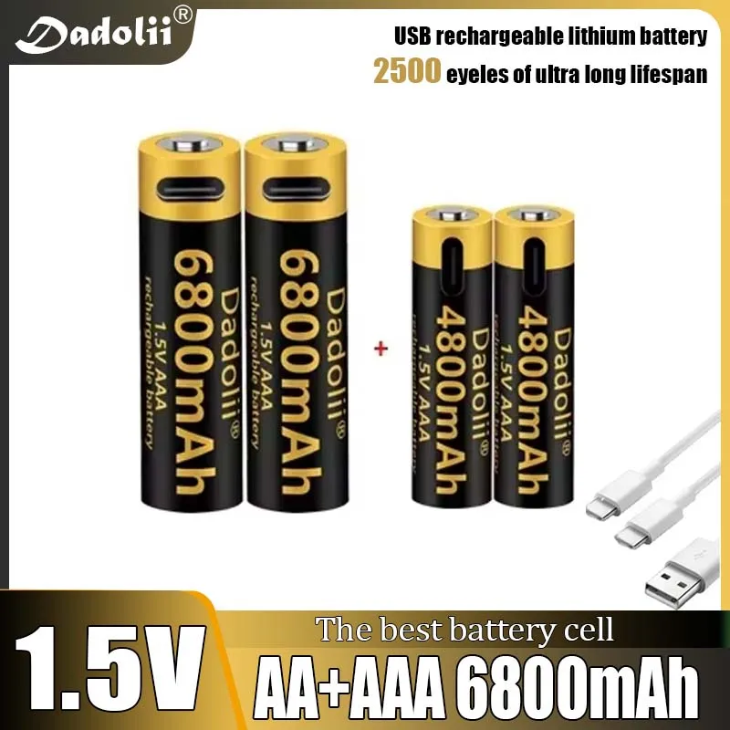 Dadoli Original USB Nabíjateľná lítium-iónová batéria, 1,5 V AA+AAA batéria, 6800 mAh/lítium-ión, hračka, mp3 prehrávač, klávesnica