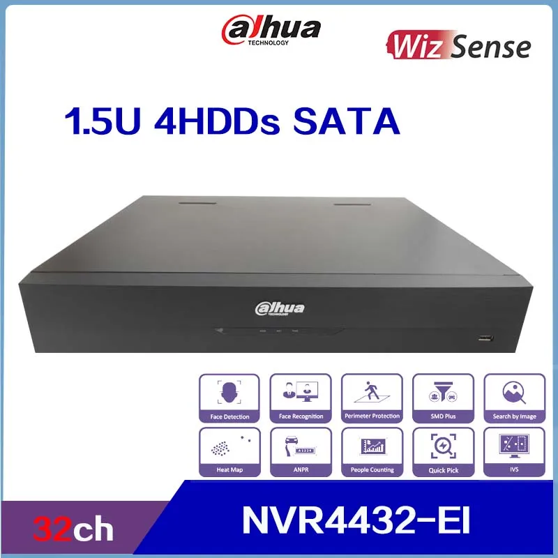 Dahua 32Ch1.5U 4HDDS SATA Wizsense NVR, NVR4432-EI Podporná AI: Detekcia tváre a funkcie ANPR ANPR