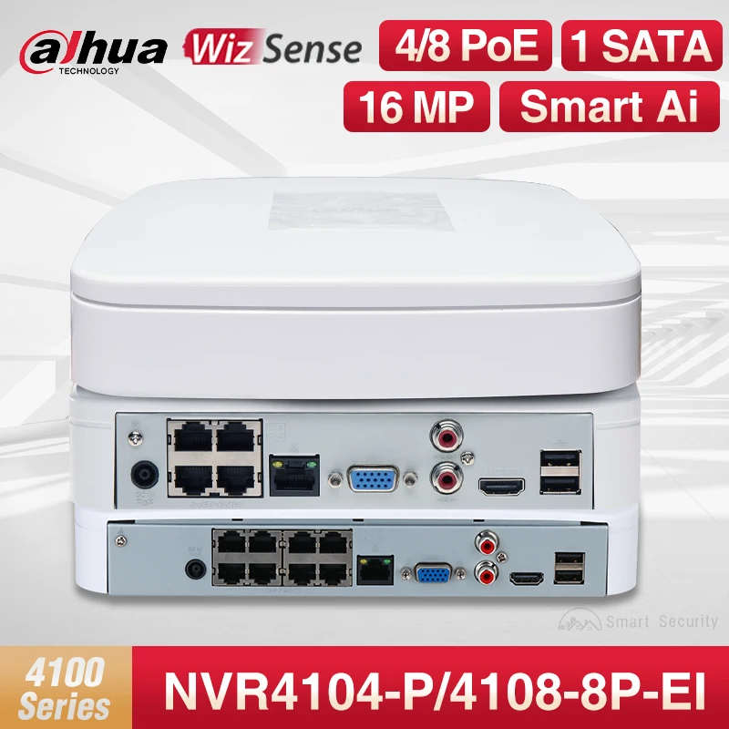 Dahua 4/8/16 Ch 4/8 Poe Smart AI Video Recorder Face rozpoznávanie Wizsense Camera System NVR4104-P-EI NVR4108-8P-EI NVR4116-8P-EI