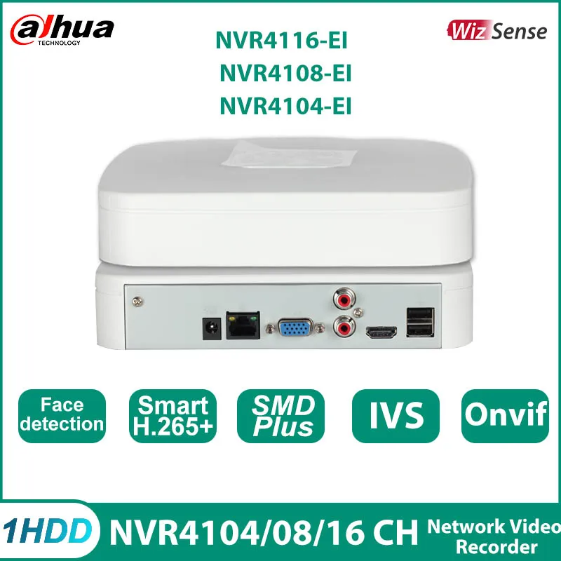 Dahua NVR4104-EI Nahradiť NVR4104/08/16-4KS2 MINI WIZSENSE H.265+ 4/8/16 kanály NVR ONVIF 1HDD P2P Podpora IMOU VIDIOODER