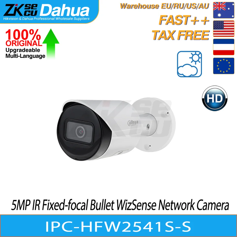 Dahua Original IPC-HFW2541S-S2 PoE, IR 30M, Microfone Embutido, Slot SD, SMD Plus, IVS, PoE, H.265, IP67, Rede Wizsense,