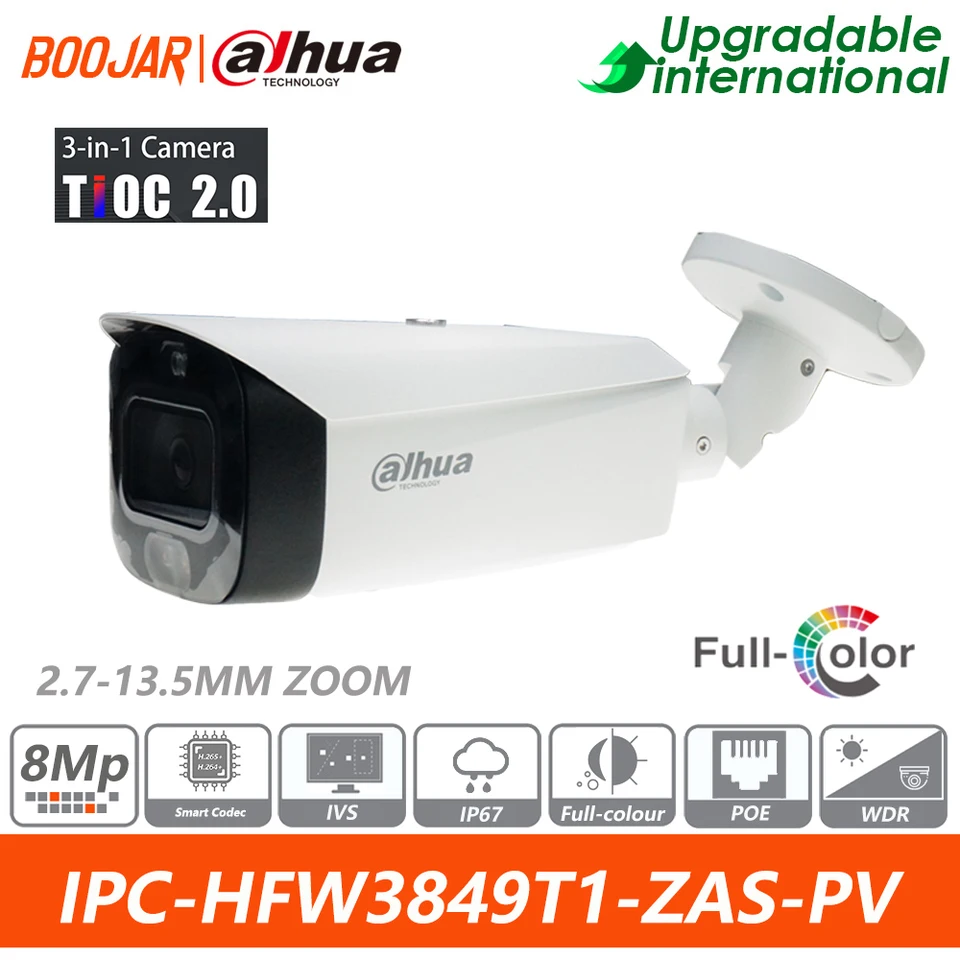 Dahua Original IPC-HFW3849T1-Zas-PV-S4 8MP SMART DUAL LIGHT Active Active Deterrence Vari-Focal Bullet Zoom Sieťová kamera Wizsense