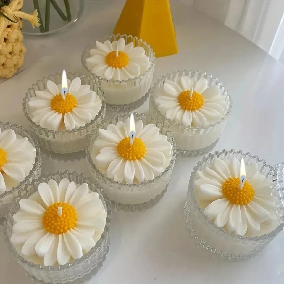 Daisy sviečka pleseň Silikón Sadra sadra Aromaterapia Epoxid voňavé živice mydlové kvetina ručne vyrobená ruka pre sviečky