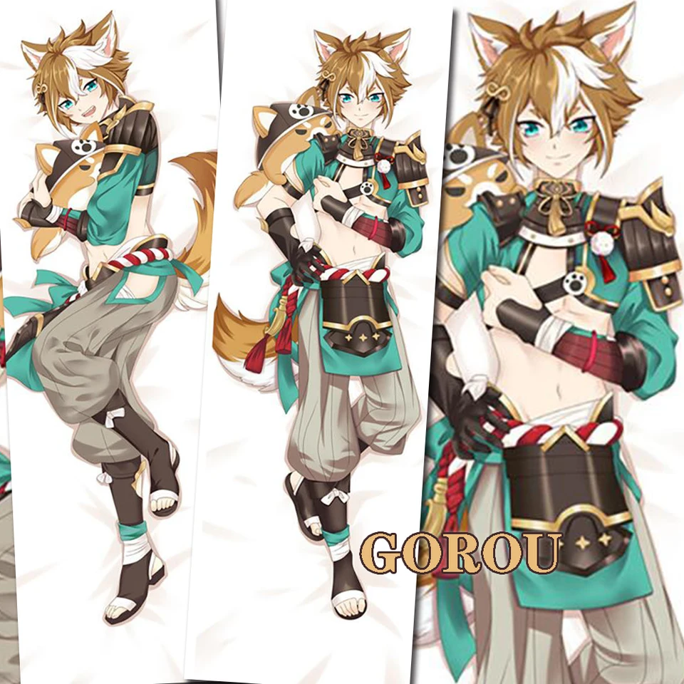 Dakimakura genshin náraz cosplay cosplay inzama gorou anime vankúš Anime vankúš objíma vankúš na vankúš Prispôsobte broskyňu Prispôsobenie