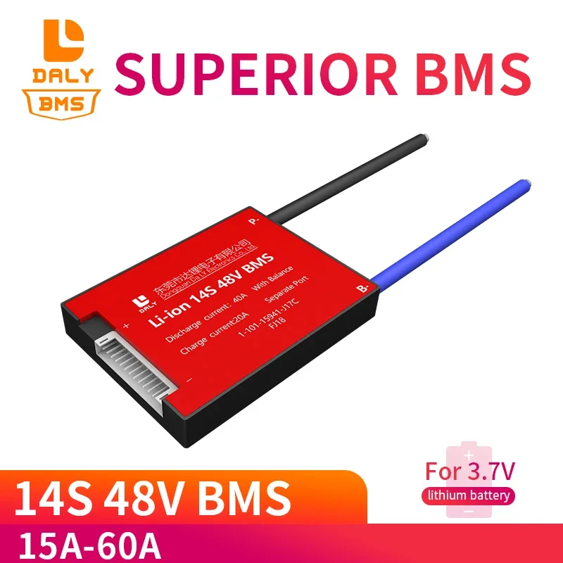 DALY 18650 BMS 14S 48V 52V LI-ION lítium-iónová batéria E-Bike PCB PCM 15a 30a 40a 60a 80a 100a 120a s vyváženou funkciou
