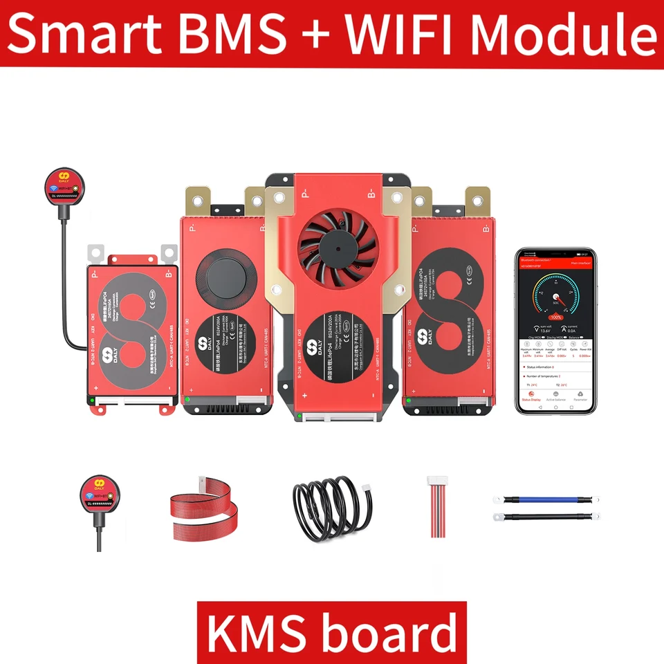 DALY SMART LIFEPO4 WIFI BMS 8S 4S 16S 12V 24V 48V 30A 60A 100A 150A 200A 250A LI-ION 3S 4S 7S 8S 10S 13S 17S pre 18650 BATTERI