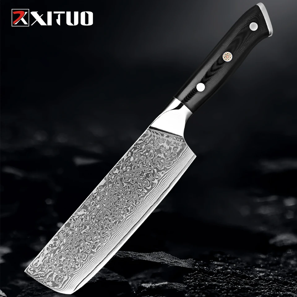 Damascus Nakiri nôž 7inch Japonský damascus 67Lyers vg10 oceľový nôž ultra ostrý kuchynský rastlinný nôž ergonomická rukoväť G10