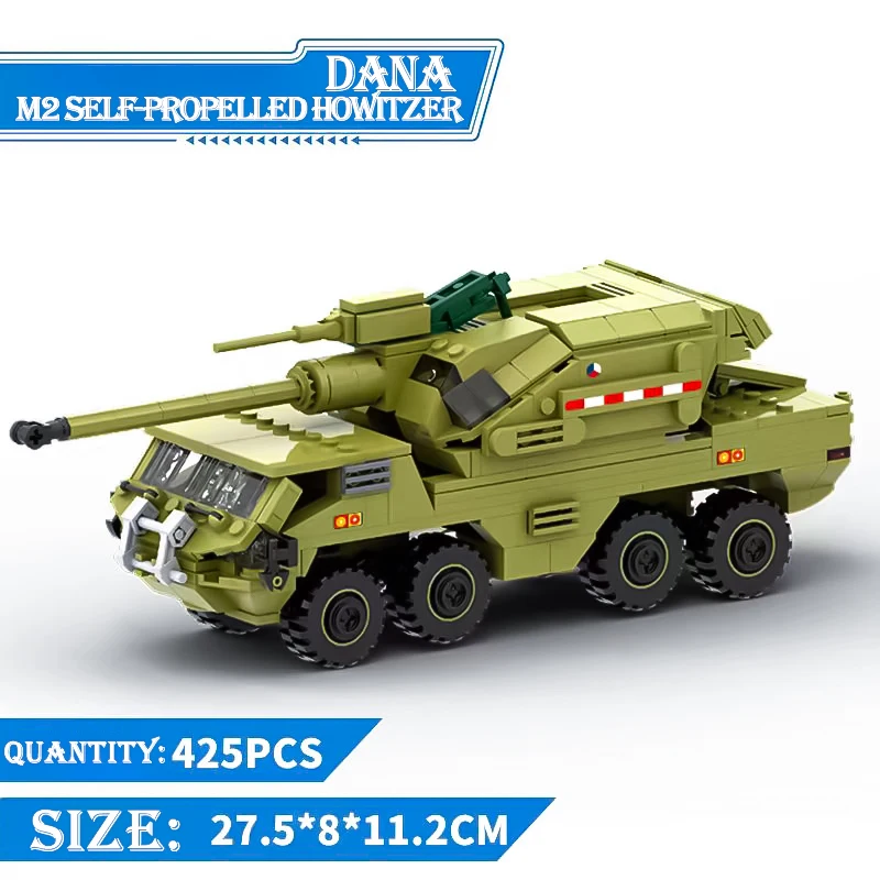 Dana M2 Self-thewitzer Zhromaždené stavebné bloky vojenských nadšencov darčekový chlapec auton