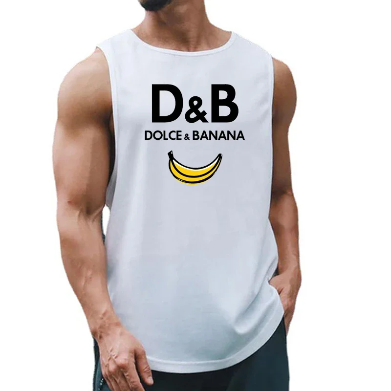 D&B Dolce & Banana Funny Print Gym Tank Top Mens Mens Kulturisty Singlets Fitness Stringer bez rukávov bez rukávov suchý rýchly suchý odev