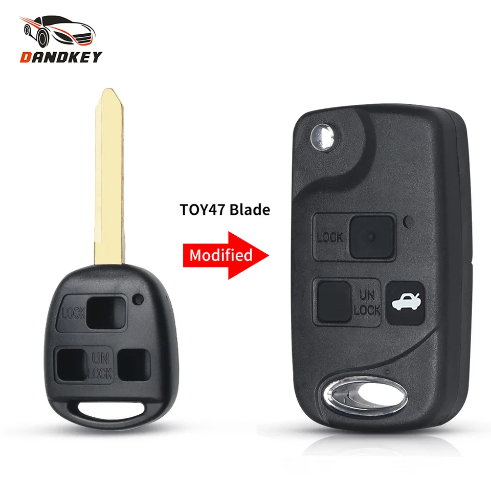 Dandkey 3 tlačidlá diaľkové sklopenie automobilu Flip Key pre toyota Celica Avensis Rav4 Prado Camry Land Cruser 120 RAV4 Toy47