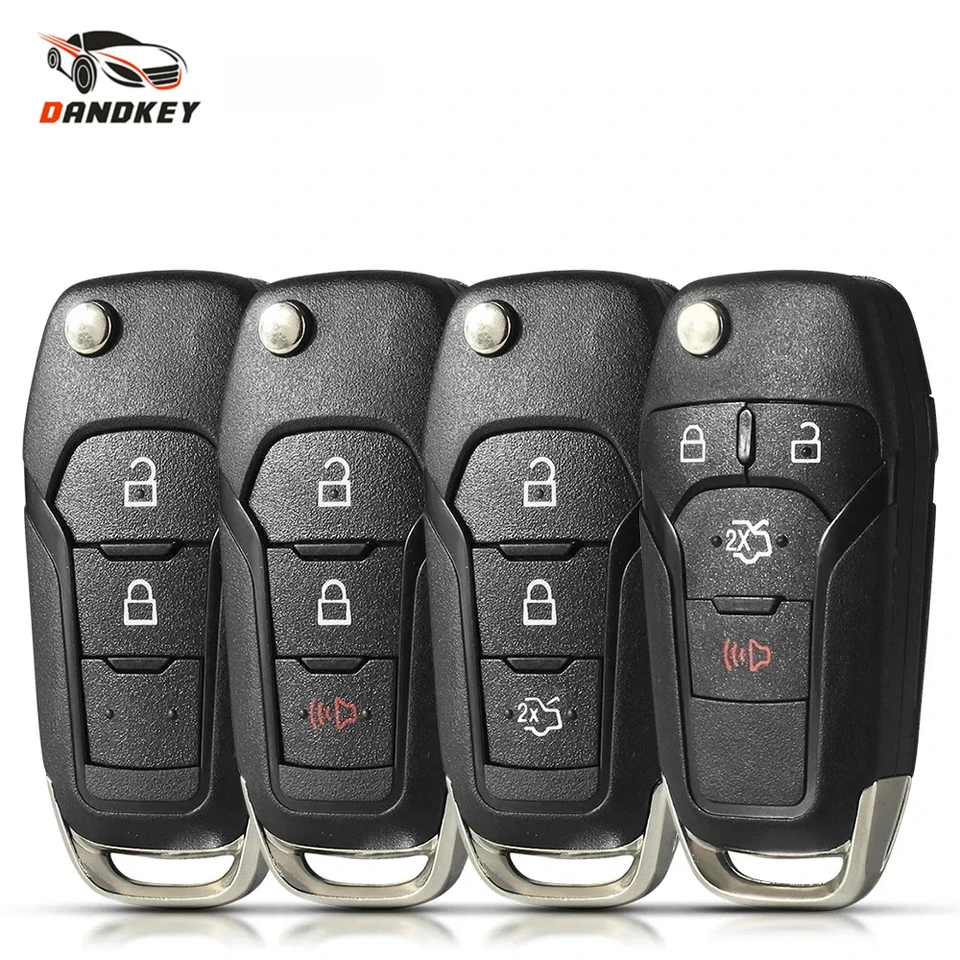 Dandkey pre Ford F-150 F-250 F-350 Prieskumník Ranger KA Fiesta Mondeo FOB 2/3/4 Buttons Ride Auto Key Shell Case Hu101 Blade