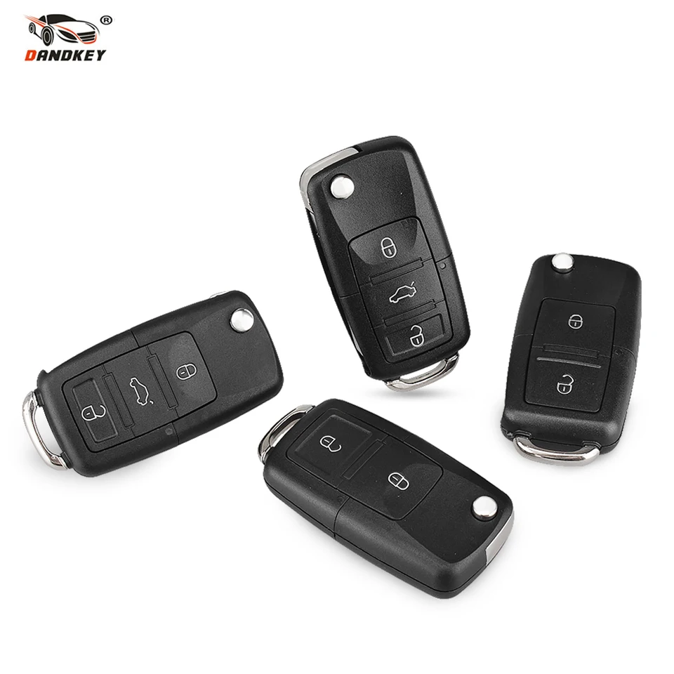 Dandkey Remote 2/3/4 Tlačidlá skladacie vozidlá Kľúčový kryt kryt pre kľúče pre SHELL pre sedadlo Volkswagen MK4 Altea Alhambra Ibiza FOB