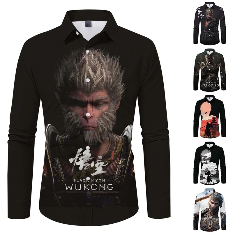 Dark Goku Hot Sale Men košele Casy Fashion Street Men Tops Monkey Goku Men Dámske košele s dlhým rukávom 2024
