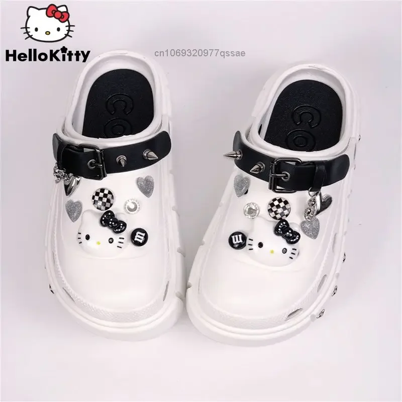 Dark Hello Kitty Punk Style Nivet Belt Belt Out Shoppers topánky punk ženské letné letné podrážky y2k subkulturálne vonkajšie sandálové papuče