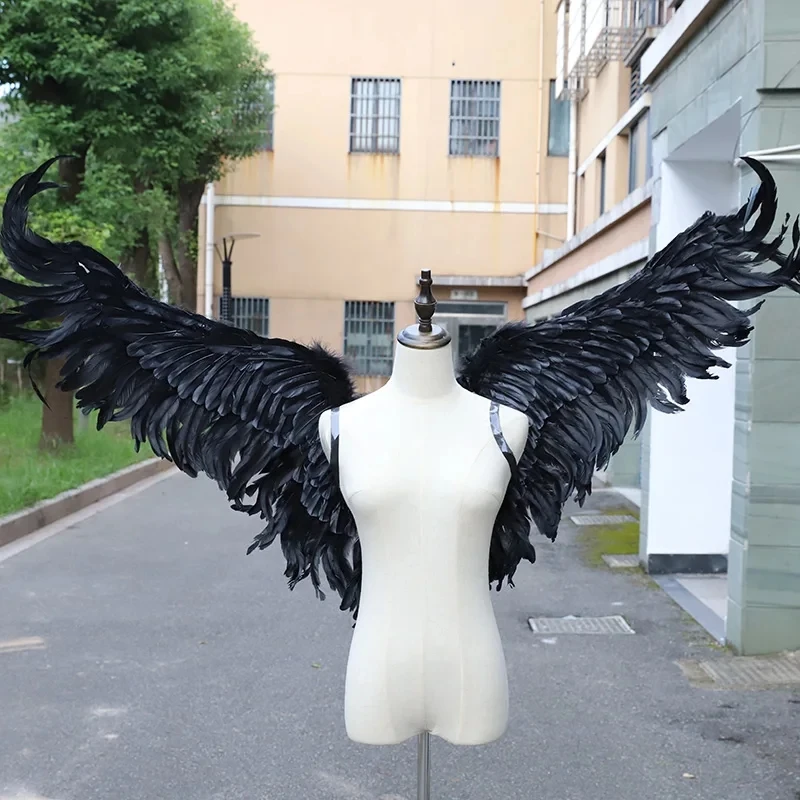 Dark Night Angel perie Angel Black veľké krídla Photo fotografia Performance rekvizity Halloween Carnival Fancy Party H55
