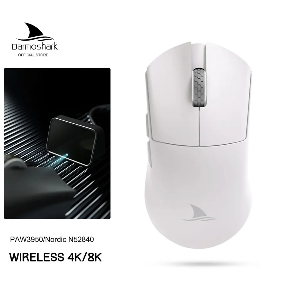 Darmoshark Gaming Macro Mouse M3 Pro Max 4K/8K Wireless Bluetooth Tri-režim PAW3950 Nordic 52840 30K DPI Lightweight Game Myši