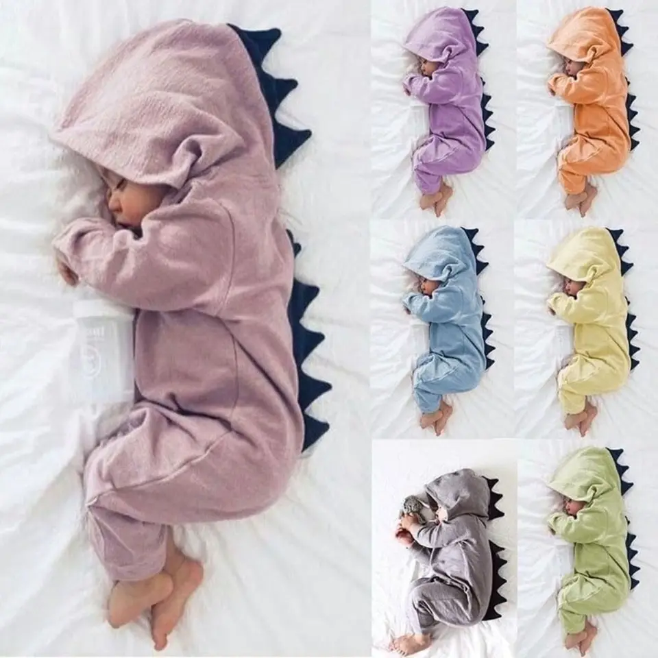 Darček Krásne s kapucňou Romper kombinézy Layette Sety Cartoon Cotton Dinosaurus kostýmovu kombinézy kombinézy Cosplay kostýmové oblečenie