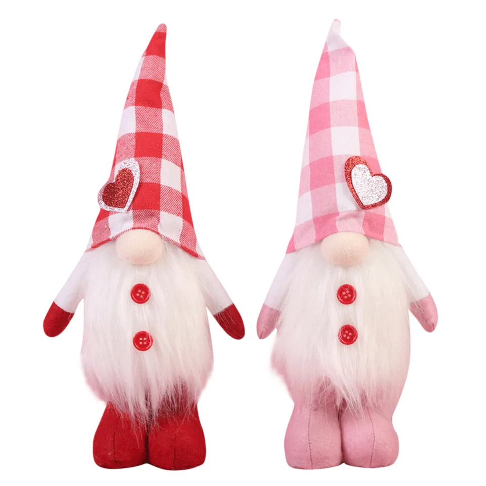 Darček na Valentína 2ks Gnome Dwarf Doll s mriežkou dekorácie ozdoby Domáce dekorácia rýchla preprava San Valentin