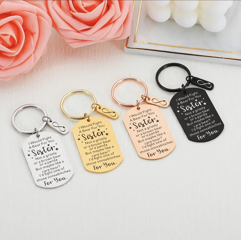 Darček pre sestru, mojej sestre Keychain, bojoval by som s medveďom za vás, darček k narodeninám pre ňu, veľká sestra sestra priatelia