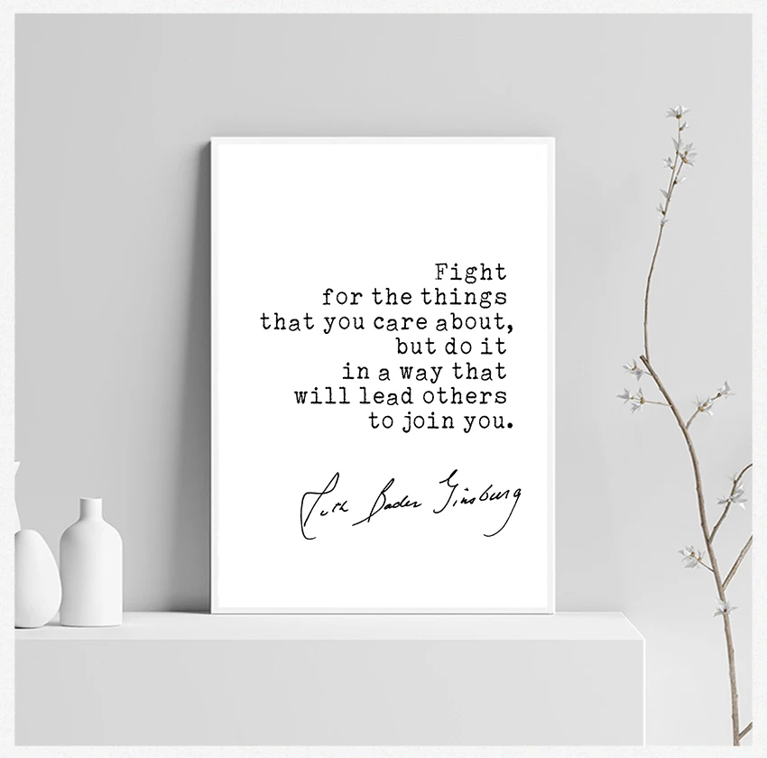 Darčeky feministické plagáty Minimalistická maľba dámska spálňa nástenné umenie dekorácie Ruth Bader Ginsburg RBG Quotes Citát Canvas Tlač kníh Lovers