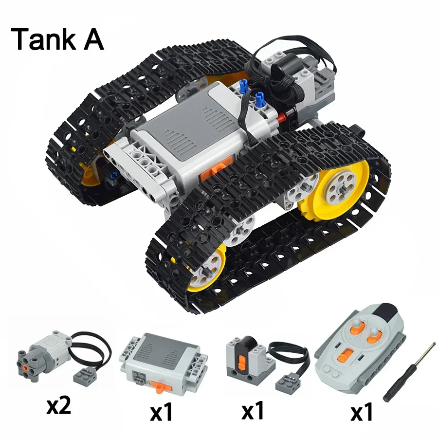 Darčeky RC Tank Motor MoC Technical s húsenicou Tank reťaz nápady automobilové vozidlá Blokovanie mestských vojenských tehál hračky pre deti