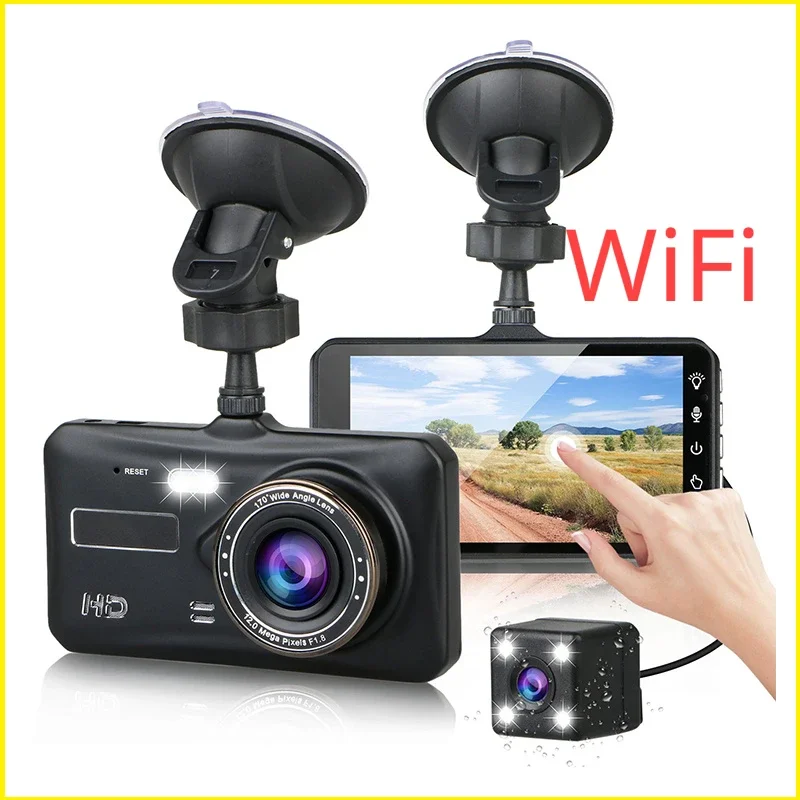 Dash Cam predná a zadná kamera auto DVR vozidla Video rekordér Vozidlo Čierna skrinka Plná HD 1296P Night Vision Driver WiFi