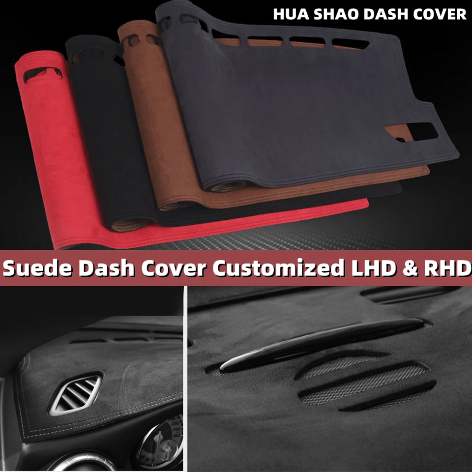 Dashboard Dash Mat kryt Suede Pad Interiérový prístrojový prístrojový prístrojový príslušenský príslušenstvo Anti -UV Carpet pre Ford Mustang 6. Gen 2015 -2022