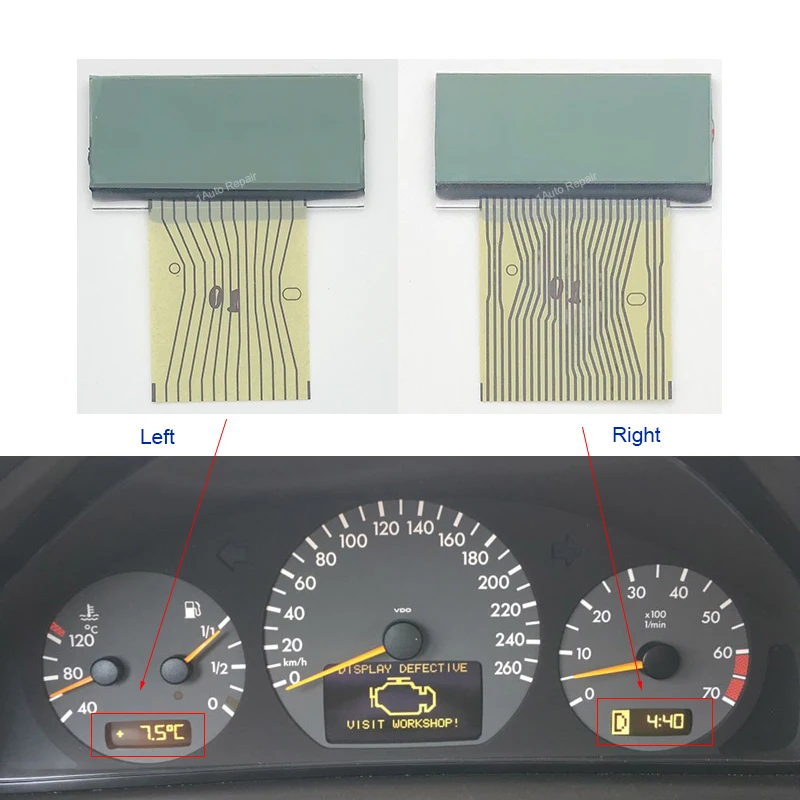 Dashboard LCD Screen Display pre prístrojový prístroj pre Mercedes Benz C Class W202 E Class W208 CLK W210 SLK 170