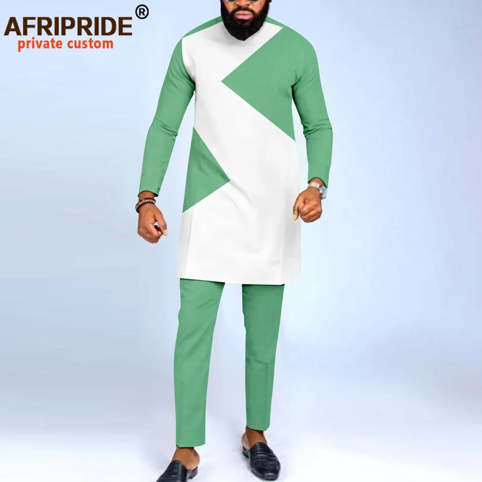 Dashiki Men Africké oblečenie plus košele a nohavice s veľkosťou 2 kusy set ankara tops kmeňové oblečenie Tradičné oblečenie A2216072