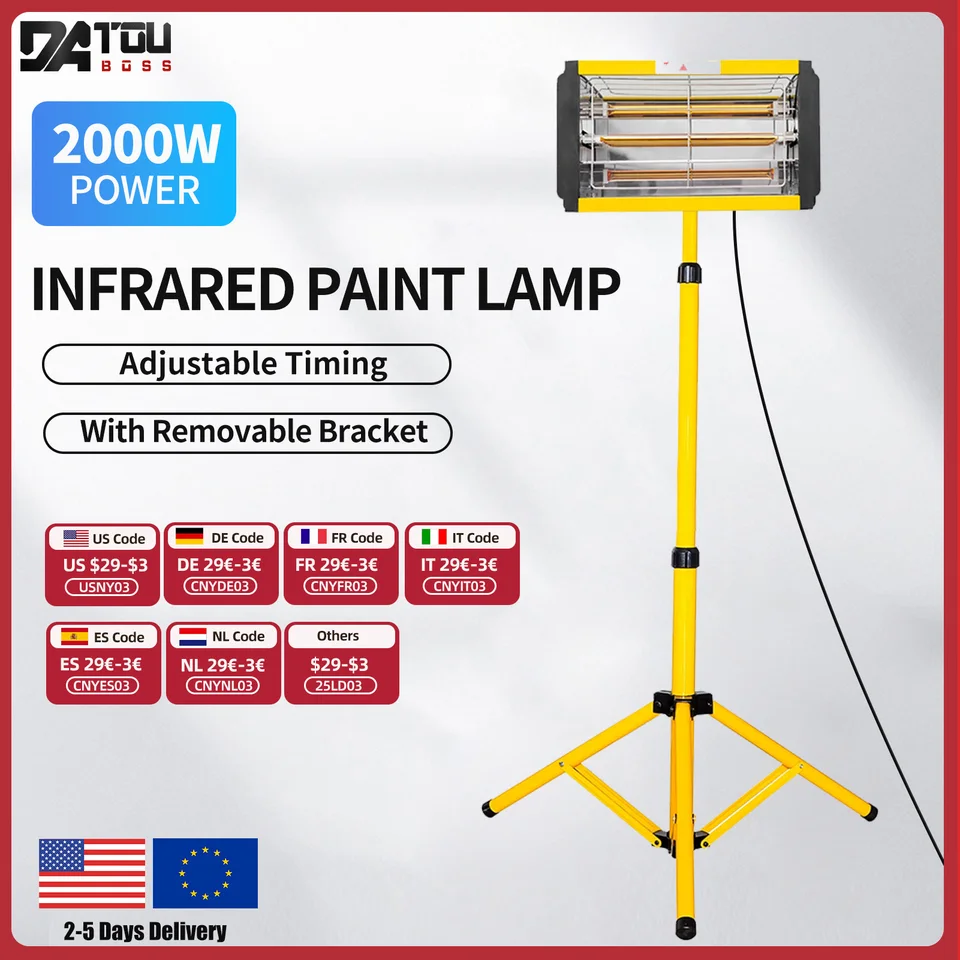 DATUBOSS ZJ-SC-002 Infračervená lampa s krátkym vlnám 2000 W Infračervená sušiaci lampa pre lampy na farbu tela
