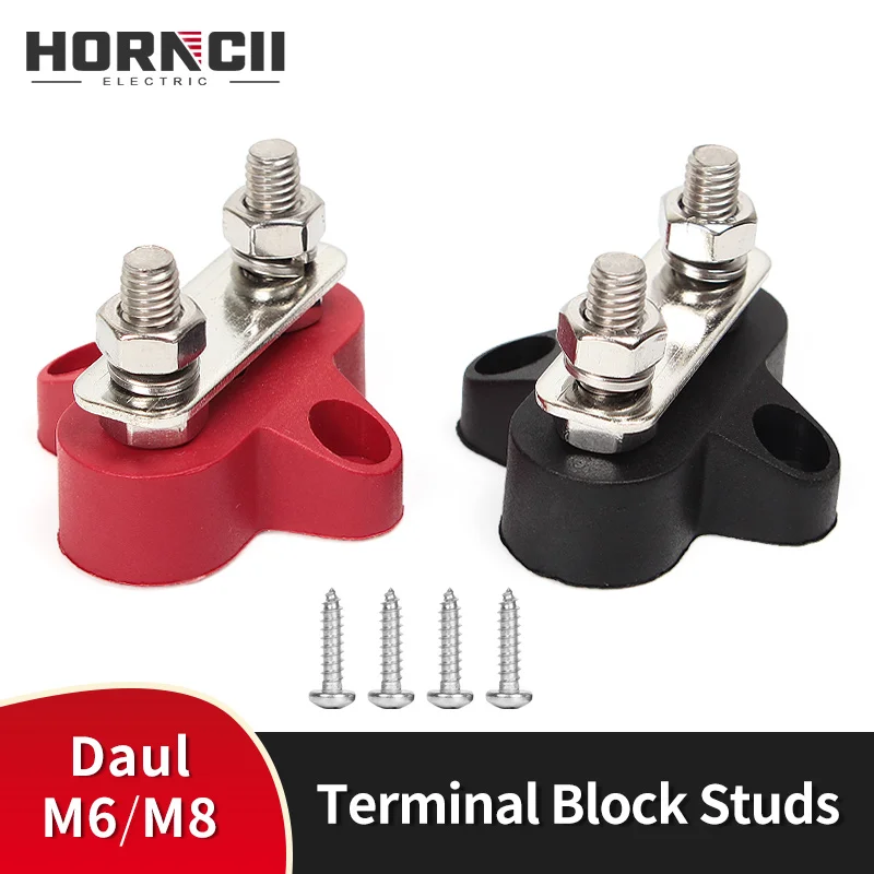 DAUL Terminal Block Stud Double M6 M8 DC 48V Bus Bar Terminál Blok kladné negatívne pevné zapojenie
